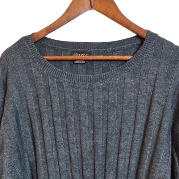 City Chic Womens Ribbed Sweater Flare Sleeve Hunter Green 18 Cozy - Picture 3 of 15